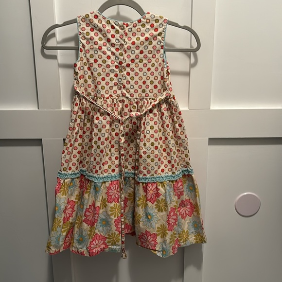 Girls Plum Pudding pastel floral lined 100% cotton sleeveless dress size 6X - Picture 5 of 8